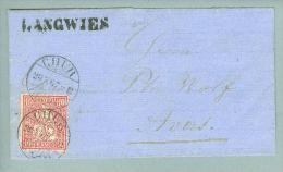 Heimat GR Langwies 1867-10-20 Langstempel Auf Briefhülle üb.Chur Nach Avers Sitzende H. - Cartas & Documentos