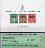 ÖSTERREICH 1968 - Neudruckblock IFA Mit Eintrittskarte - Probe- Und Nachdrucke