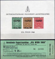 ÖSTERREICH 1968 - Neudruckblock IFA Mit Eintrittskarte - Ensayos & Reimpresiones