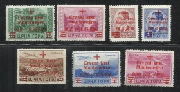 MONTENEGRO TEDESCA CETTIGNE 1944 CROCE ROSSA RED CROSS CROIX ROUGE SURCHARGE CRVENI KRST SERIE COMPLETA SET MNH - Montenegro