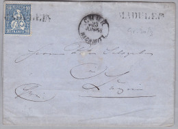 Heimat GR MADULEIN Bahnwagenvermerk 1863-06-23 Chur Auf Briefhülle - Storia Postale