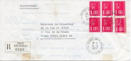 1977 - Marianne De Béquet Sur Lettre-enveloppe Recommandée. 6 Timbres N°1892 . - 1971-1976 Marianne (Béquet)