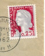 1962 - Marianne De Decaris N°1263 Sur Lettre - Impression Grise Décalée à Droite - Profil Et Cou Dédoublés. - 1960 Marianna Di Decaris