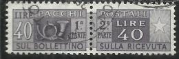 ITALIA REPUBBLICA ITALY REPUBLIC 1955 1979 PACCHI POSTALI PARCEL POST STELLE STARS 1957 LIRE 40 USATO USED OBLITERE´ - Postal Parcels