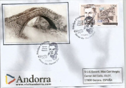 Ramon D'Areny (Pont Saint Antoine à La Massana). Lettre FDC Andorre 2015 Adressée En Espagne. - Briefe U. Dokumente