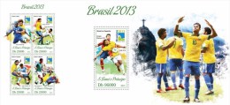 S. Tomè 2013, Brasiliana2013, Football Cup 2014, 4val In BF +BF - Unused Stamps