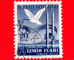 TURCHIA - Usato - 1947 - Colomba E Bandiere - Fiera Internazionale Di Izmir - 20 - Gebruikt