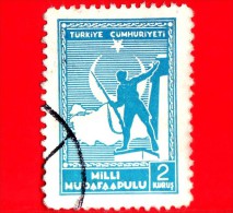 TURCHIA - Usato - 1941 - Tasse Postali - Soldato E Mappa Della Turchia - 2 - Used Stamps