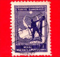 TURCHIA - Usato - 1941 - Tasse Postali - Soldato E Mappa Della Turchia - 1 - Oblitérés