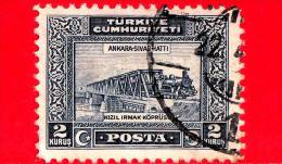 TURCHIA - Usato - 1929 - Eroi - Leggende - Boz Kurd E Il Lupo - 61929 - Ponte Della Ferrovia Su Kizilirmak - Ankara-Siva - Usados