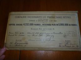 AA3-7 LC139 Documents Enveloppe Et Contrat 1905 - Assurances Les Propriétaires Réunis - Banca & Assicurazione