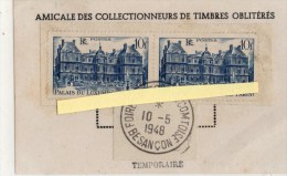 Besançon 25 Foire Exposition  Comtoise Dernier Jour Du Cachet Temporaire Du 10/5/1948 RARE - Sonstige & Ohne Zuordnung