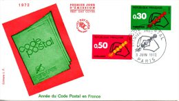 FRANCE. N°1719-20 De 1972 Sur Enveloppe 1er Jour. Code Postal. - Codice Postale