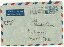 STORIA POSTALE - 1951 - ANNULLO PUBBLICITARIO -ZURICH STADT DER SCHOREN GESCHAFTE - AIR MAIL - ISTITUTO VOLONTà - - Poste Aérienne