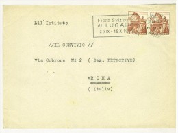STORIA POSTALE - ANNO 1950 - ANNULLO PUBBLICITARIO  - FIERA SVIZZERA DI LUGANO - ALL'ISTITUTO IL CONVIVIO - ROMA - - Poste Aérienne