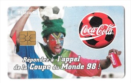 Télécarte  Sport  Foot-ball  Coupe Du Monde France 98 Avec COCA-COLA, 5 U Vide, Gn  437, Cote  25 €, 7600  Ex  04 / 98 - 5 Unità
