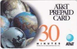 United States, ATT-0004a, AT&T Prepaid Card 4 Globes, 30 Orange Minutes, 2 Scans. - AT&T