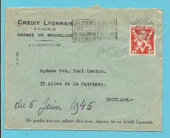 680 Op Brief Met Stempel BRUXELLES, Met Firmaperforatie (perfin) "C.L." Van Credit Lyonnais - 1934-51