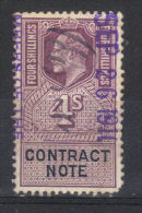 Grande - Bretagne  Contract Note 4 S - Revenue Stamps