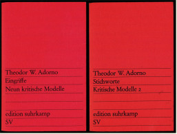 2 X Theodor W. Adorno Bücher : Eingriffe - Neun Kritische Modelle / Stichworte - Kritische Modelle 2 - Autores Alemanes