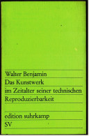 Walter Benjamin Buch : Das Kunstwerk Im Zeitalter Seiner Technischen Reproduzierbarkeit - Autores Alemanes