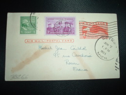 CP ENTIER Pour La FRANCE 4c + TP 3c + TP 1c OBL.JUN 7 1955 DETROIT - Other & Unclassified