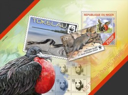 Niger 2014, WWF, Stamp On Stamp, Snake, Birds, Roditor, BF - Marine Web-footed Birds