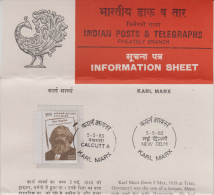 India  1983  Karl Marx  Das Kapital  Stamped  Information Brochure # 88303  Inde Indien - Karl Marx