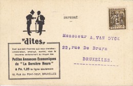 Nr 284 A, Bruxelles, Op Reklamekaart La Derniere Heure (7661) - Tipo 1932-36 (Ceres E Mercurio)