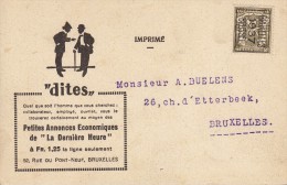 Nr 328 A, Bruxelles, Op Reklamekaart La Derniere Heure (7662) - Typo Precancels 1936-51 (Small Seal Of The State)