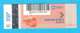 ZAGREB ELECTRIC TRAMWAY (ZET) - Daily Ticket 2015. * Tram Straßenbahn Bonde Tranvia Billet Biglieto Billete - Europa