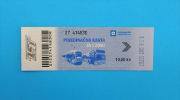 ZAGREB ELECTRIC TRAMWAY (ZET) - One Way Ticket 2015. * Tram Straßenbahn Bonde Tranvia Billet Biglieto Billete - Europa