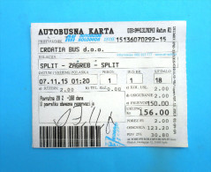 CROATIIA BUS - Return Ticket  - Intercity Transport 2015. *  Billet Biglieto Billete Autobus - Europe