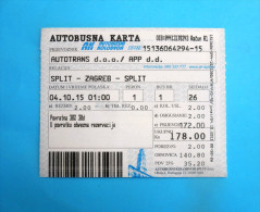 AUTOTRANS - Return Ticket  - Intercity Transport 2015. *  Billet Biglieto Billete Autobus Bus - Europe