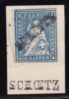 Heimat LU SCHOETZ 186? Langstempel Auf Briefstück Mit Strubel Zu#23G Blau 10Rp. - Gebraucht