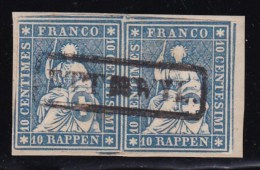 Heimat LU ETTISWYL 186? Langstempel Auf Briefstück Mit 2 X Zu#23G Blau 10Rp. Strubel - Used Stamps