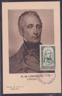 France N°795 - Carte Maximum - Lamartine - 1940-1949