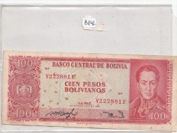 Billets - B1142 - Bolivie  - 100 Pesos  ( Type, Nature, Valeur, état... Voir  Double Scan)-Envoi Gratuit - Bolivia