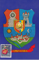 TIMISOARA TOWN COAT OF ARMS, FORTRESS, CM, MAXICARD, CARTES MAXIMUM, 1974, ROMANIA - Tarjetas – Máximo