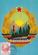 SOCIALIST REPUBLIC COAT OF ARMS, CM, MAXICARD, CARTES MAXIMUM, 1974, ROMANIA - Cartoline Maximum
