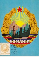 SOCIALIST REPUBLIC COAT OF ARMS, CM, MAXICARD, CARTES MAXIMUM, 1974, ROMANIA - Maximumkaarten