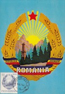 SOCIALIST REPUBLIC COAT OF ARMS, CM, MAXICARD, CARTES MAXIMUM, 1974, ROMANIA - Maximum Cards & Covers