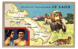 Carte PUB LION NOIR - LE LAOS - ELEPHANT - COSTUMES - Laos