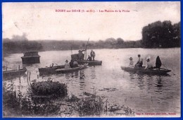 CARTE POSTALE ANCIENNE YVELINES 78 ROSNY SUR SEINE SEINE ET OISE LES PLAISIRS DE LA PECHE DOS VERT SEPARE ECRITE - Rosny Sur Seine