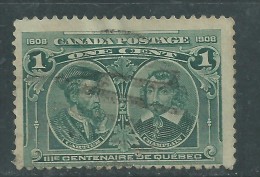 Canada N° 86 O Tricentenaire De La Fondation Du Québec :1 C. Vert Oblitération Légère Sinon TB - Used Stamps