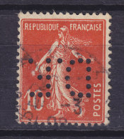 France Perfin Perforé Lochung 'D.F.' 10 C. Semeuse (2 Scans) - Used Stamps
