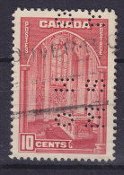 Canada Perfin Perforé Lochung DOUBLE !! 'O H M S' 1938,10 C. War Memorial WW1  (2 Scans) - Perforiert/Gezähnt