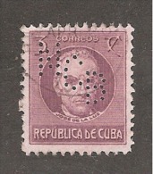 Perforadas/perfin/perfore/lochung Republica De Cuba 1917 3 Cts Scott 267 Edifil 207 NCB  National City Bank Of New York - Oblitérés