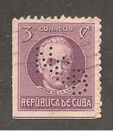 Perforadas/perfin/perfore/lochung Republica De Cuba 1917 3 Cts Scott 267 Edifil 207 NCB  National City Bank Of New York - Oblitérés