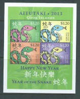 Aitutaki 2013 Chinese New Year Of The Snake Miniature Sheet Of 4 Values MNH - Aitutaki